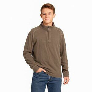Tommy Bahama Pullover Brown Large Reversible 1/4 Zip Cotton Island Crafted Top